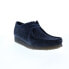 Фото #4 товара Clarks Wallabee 26168854 Mens Blue Suede Oxfords & Lace Ups Casual Shoes