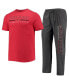 Фото #1 товара Men's Heathered Charcoal, Red Illinois State Redbirds Meter T-shirt and Pants Sleep Set