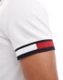 Фото #4 товара Tommy Hilfiger logo cuff slim fit polo in white