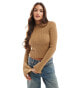 Cotton On baby boat neck fitted long sleeve knit jumper in pinecone