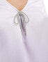 Vero Moda satin top with embellished bow in lavender blue