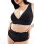 In The Style Plus high waist contrast stitch bikini bottom co-ord in black