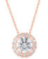 Фото #1 товара Lab Grown Diamond Halo 18" Pendant Necklace (1-1/5 ct. t.w.) in 14k White, Yellow or Rose Gold