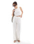 Фото #2 товара Pull&Bear linen open back top co-ord in white