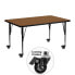 Фото #1 товара Mobile 24''W X 48''L Rectangular Oak Hp Laminate Activity Table - Height Adjustable Short Legs