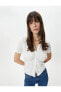 Фото #9 товара 4sak60002ek 000 Beyaz Kadın Elastan Jersey Uzun Kollu Gömlek