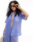 Esmee oversized knit beach shirt co-ord in dusty blue