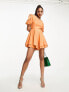 Фото #1 товара ASOS DESIGN ra-ra playsuit with puff sleeve in bright orange