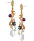 ფოტო #1 პროდუქტის Gold-Tone Crystal & Imitation Pearl Linear Drop Earrings