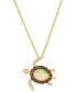 Chocolatier® Neopolitan Opal (1 ct. t.w.) & Diamond (1/2 ct. t.w.) Sea Turtle Adjustable 20" Pendant Necklace in 14k Gold