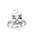 ფოტო #4 პროდუქტის Classic Timeless 3CT CZ Square Asscher Cut Solitaire Engagement Ring For Women Sterling Silver Plain Band