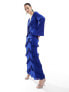 Фото #1 товара Pretty Lavish long sleeve ruffle maxi dress in cobalt blue