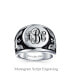 ფოტო #2 პროდუქტის Men's Large Statement Patriotic USA Round American Bald Eagle Signet Ring Oxidized Stainless Steel