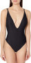 Фото #1 товара Volcom 261190 Women's Simply Solid Black One Piece Swimsuit Size Small