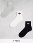 adidas Originals 3-pack mid ankle sock in black, grey and white