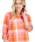 Фото #3 товара Women's Cotton Beach Plaid Roll-Tab Shirt