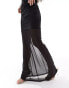 Фото #3 товара ASOS DESIGN co-ord stretch satin maxi skirt with sheer mesh hem in black