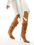 Фото #4 товара ASOS DESIGN Kingdom heeled ruched over the knee boots in tan