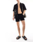 Фото #4 товара ASOS DESIGN slim linen shorts in black