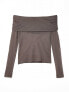 Фото #7 товара NA-KD fine knit draped neck top in light brown
