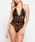 Фото #1 товара Gwen Lace and Striped Mesh Lace Up Bodysuit Lingerie
