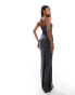 Fashionkilla slinky double layered cami wrap bust maxi dress in slate grey Schiefergrau, 34 - фото #4