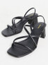 Фото #2 товара & Other Stories leather heeled strappy sandals in black