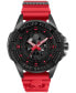 Фото #1 товара Men's The Skull Red Silicone Strap Watch 44mm