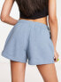 Weekday Essence jersey shorts in dusty blue exclusive to ASOS