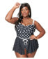 ფოტო #1 პროდუქტის Plus Size Spaghetti Strap Skirted One Piece Swimsuit