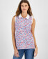 ფოტო #1 პროდუქტის Women's Floral Print Sleeveless Polo Shirt