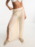 Фото #3 товара Miss Selfridge festival sequin sheer wide leg trouser co-ord