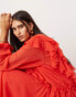 Фото #3 товара ASOS EDITION raw edge ruffle maxi dress with drawstring waist in red