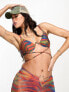 ASOS DESIGN – Bikinioberteil mit durchgehendem Bügel, Wickelband und Heatmap-Zebramuster