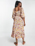 Miss Selfridge shirred midi dress in multi