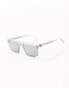 Spitfire deltoid square sunglasses in light grey with mirror lens