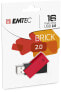 EMTEC C350 Brick - 16 GB - USB Type-A - 2.0 - 15 MB/s - Swivel - Black,Red