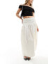 Mango puffball midi skirt in white