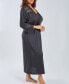 ფოტო #3 პროდუქტის Plus Size Silky Stretch Satin Long Robe with Lace Trims