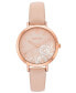 Фото #1 товара Women's Quartz Pink Faux Leather Band and Floral Pattern Watch, 36.5mm