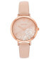 ფოტო #1 პროდუქტის Women's Quartz Pink Faux Leather Band and Floral Pattern Watch, 36.5mm