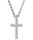 ფოტო #1 პროდუქტის Silver-Tone Insigne Crystal Cross Pendant Necklace, 15" + 3" extender