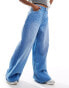 Bershka super wide leg jeans in washed light blue