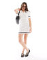 Фото #4 товара Miss Selfridge crochet contrast polo collar mini dress in cream