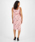 Фото #2 товара Women's Snakeskin-Print Rouched Midi Dress, Created for Macy's