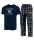 ფოტო #2 პროდუქტის Men's Navy, Gray New York Yankees Lodge T-shirt and Pants Sleep Set