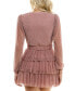 ფოტო #8 პროდუქტის Juniors' Metallic V-Neck Belted Tiered Dress