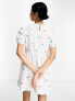 Фото #3 товара Y.A.S smock mini dress with embroidered blue flowers in white