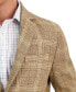 Фото #3 товара Men's Plaid Linen Notch Lapel Blazer, Created for Macy's