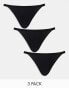 ASOS DESIGN 3 pack brief in cotton tanga in black